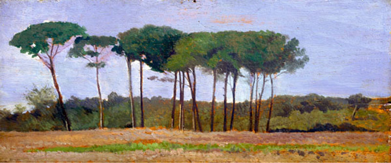 Giovanni Fattori, Pineta di Tombolo, olio su tavola 15 x 35 cm Giovanni Fattori, Pineta di Tombolo